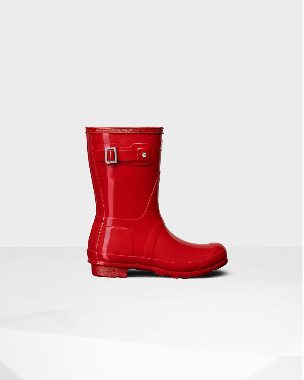 Hunter Original Short Gloss Mid-Calf Women's Rain Boots NZ-09300Q Red